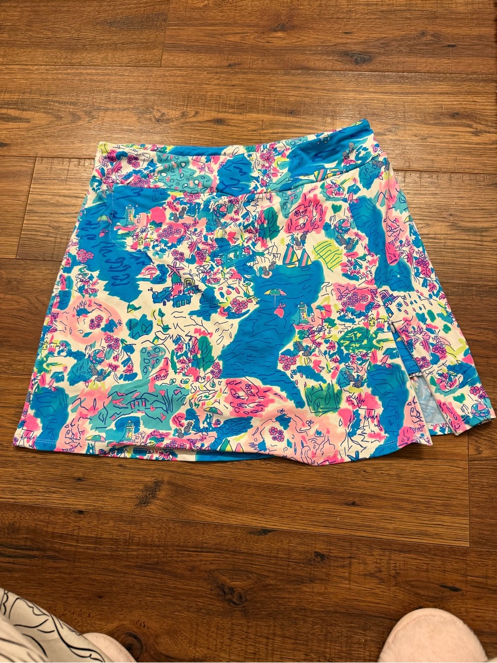 Vibrant Blue & Pink Floral A-Line golf skirt